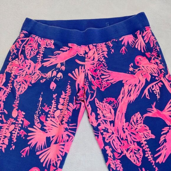 Lilly Pulitzer ✦ Seaside Beach Pants ✦ Pink Navy Blue Tropical Print Rayon S - Picture 12 of 14